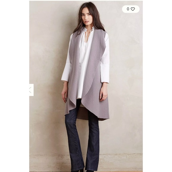 Anthropologie Jackets & Blazers - Moth Anthropologie Museum District Vest 100% Boiled Wool Draped Longline Vest‎